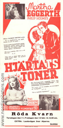 Hjärtats toner 1935 poster Martha Eggerth Phillips Holmes Benita Hume Carmine Gallone Musikaler