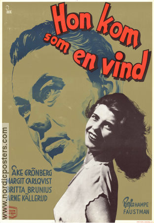 Hon kom som en vind 1952 movie poster Åke Grönberg Margit Carlqvist Britta Brunius Hampe Faustman