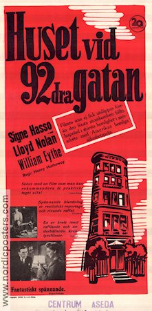 Huset vid 92a gatan 1945 poster William Eythe Lloyd Nolan Signe Hasso Henry Hathaway Film Noir