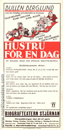 Hustru för en dag 1933 movie poster Bullen Berglund Aina Rosén Greta Tegnér Gösta Rodin Eric Rohman art