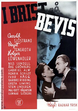 I brist på bevis 1943 movie poster Arnold Sjöstrand Birgit Tengroth Holger Löwenadler Ragnar Frisk