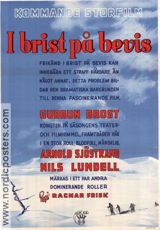 I brist på bevis 1943 movie poster Arnold Sjöstrand Birgit Tengroth Holger Löwenadler Ragnar Frisk Mountains