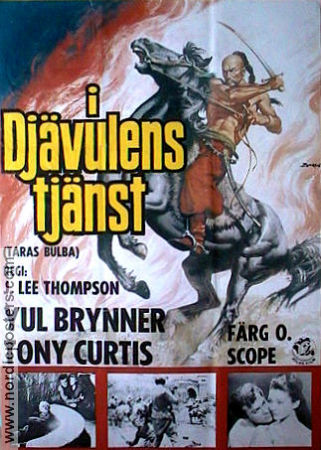 Taras Bulba 1962 movie poster Yul Brynner Tony Curtis Christine Kaufmann J Lee Thompson Adventure and matine Asia