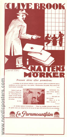 I nattens mörker 1931 poster Clive Brook Charles Buddy Rogers Louis J Gasnier