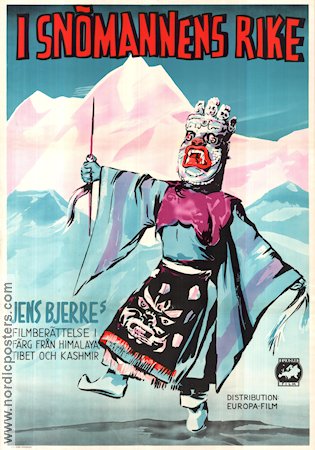 I snömannens rike 1951 movie poster Jens Bjerre Documentaries Denmark Mountains Asia