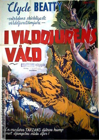 I vilddjurens våld 1934 poster Clyde Beatty Syd Saylor Cecilia Parker David Howard