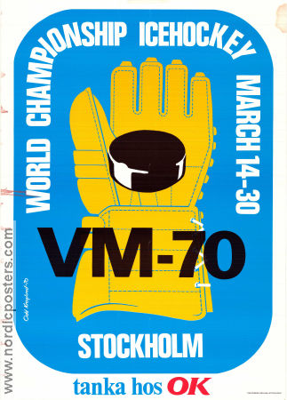 Ice Hockey World Championship Stockholm 1970 poster Poster artwork: Odd Kroglund Winter sports Sports