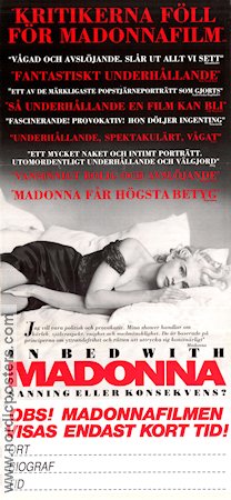 Madonna Truth or Dare 1991 movie poster Madonna Donna DeLory Niki Haris Alek Keshishian Documentaries Rock and pop