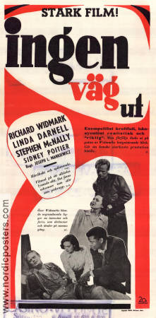 No Way Out 1950 movie poster Richard Widmark Linda Darnell Joseph L Mankiewicz Film Noir