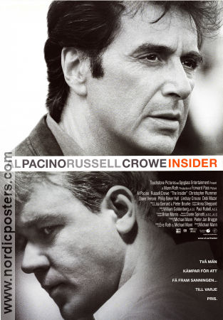 The Insider 1999 movie poster Al Pacino Russell Crowe Christopher Plummer Michael Mann