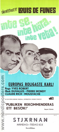 Inte se inte höra inte veta 1958 poster Louis de Funes Noelle Adam Frédéric Duvalles Yves Robert