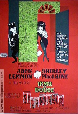 Irma la Douce 1963 movie poster Jack Lemmon Shirley MacLain Lou Jacobi Billy Wilder