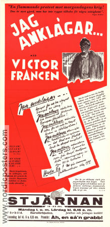 Jag anklagar 1938 poster Victor Francen Line Noro Sylvie Gance Abel Gance