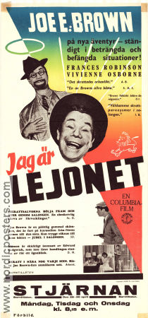 Jag är lejonet 1940 poster Joe E Brown Frances Robinson Vivienne Osborne Eric Rohman art