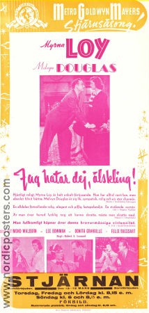 Jag hatar dej älskling 1940 poster Myrna Loy Melvyn Douglas Raymond Walburn Robert Z Leonard