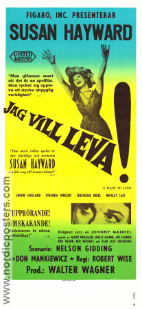 Jag vill leva 1958 poster Susan Hayward Simon Oakland Virginia Vincent Robert Wise Film Noir