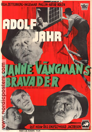 Janne Vängmans bravader 1948 movie poster Adolf Jahr Artur Rolén Gunnar Olsson Find more: Janne Vängman