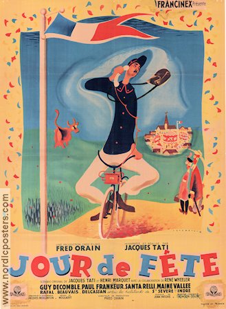 Jour de fete 1949 poster Guy Decomble Jacques Tati