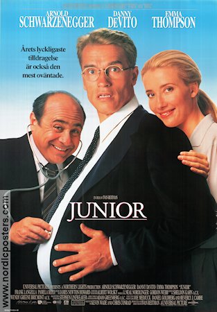 Junior 1994 movie poster Arnold Schwarzenegger Emma Thompson Danny de Vito Ivan Reitman Kids Medicine and hospital