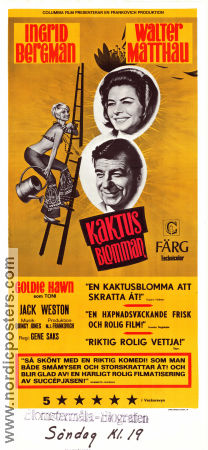 Kaktusblomman 1969 poster Ingrid Bergman Goldie Hawn Walter Matthau Gene Saks Musik: Quincy Jones Blommor och växter