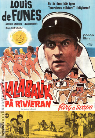 Kalabalik på Rivieran 1970 poster Louis de Funes Jean Lefebvre Guy Grosso Jean Girault Strand Damer