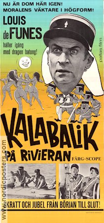 Kalabalik på Rivieran 1970 poster Louis de Funes Jean Lefebvre Guy Grosso Jean Girault Strand Damer