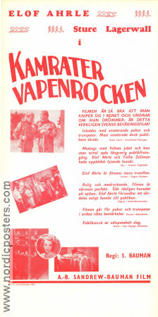 Kamrater i vapenrocken 1938 movie poster Sture Lagerwall Elof Ahrle Annalisa Ericson Schamyl Bauman