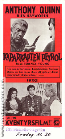 Kaparkaptenen Peyrol 1967 poster Anthony Quinn Rosanna Schiaffino Rita Hayworth Terence Young