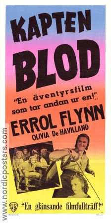 Captain Blood 1935 movie poster Errol Flynn Olivia de Havilland Basil Rathbone Michael Curtiz Adventure and matine