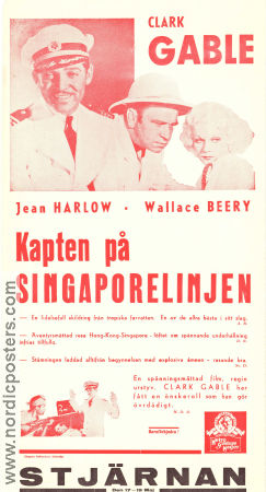 Kapten på Singaporelinjen 1935 poster Clark Gable Jean Harlow Wallace Beery Tay Garnett Asien