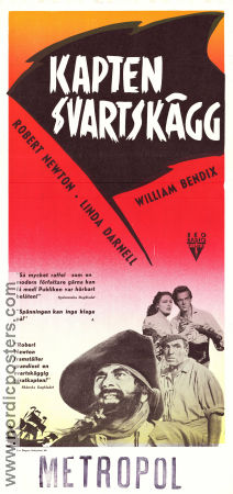 Kapten Svartskägg 1952 poster Robert Newton Linda Darnell William Bendix Raoul Walsh Äventyr matinée