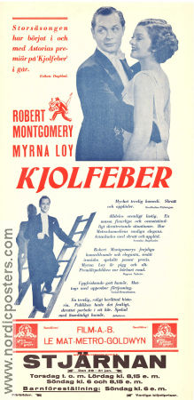 Kjolfeber 1936 poster Robert Montgomery Myrna Loy Reginald Owen George Fitzmaurice