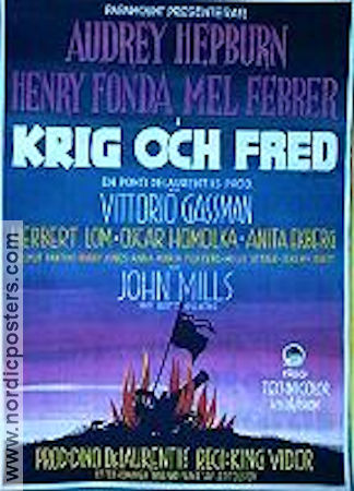 Krig och fred 1956 movie poster Audrey Hepburn Henry Fonda Mel Ferrer King Vidor