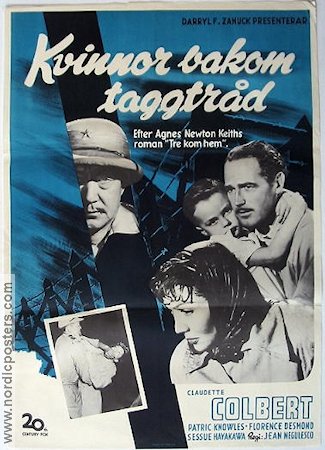 Three Came Home 1950 movie poster Claudette Colbert War Ladies