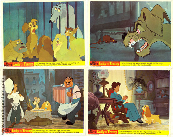 Lady and the Tramp 1955 lobby card set Barbara Luddy Clyde Geronimi Animation