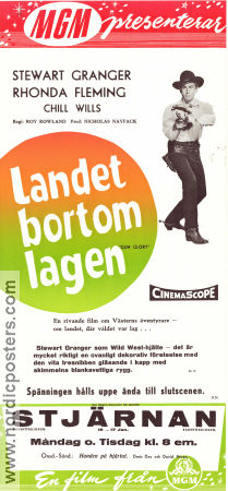 Landet bortom lagen 1957 poster Stewart Granger Rhonda Fleming Chill Wills Roy Rowland Affischkonstnär: Bommelin