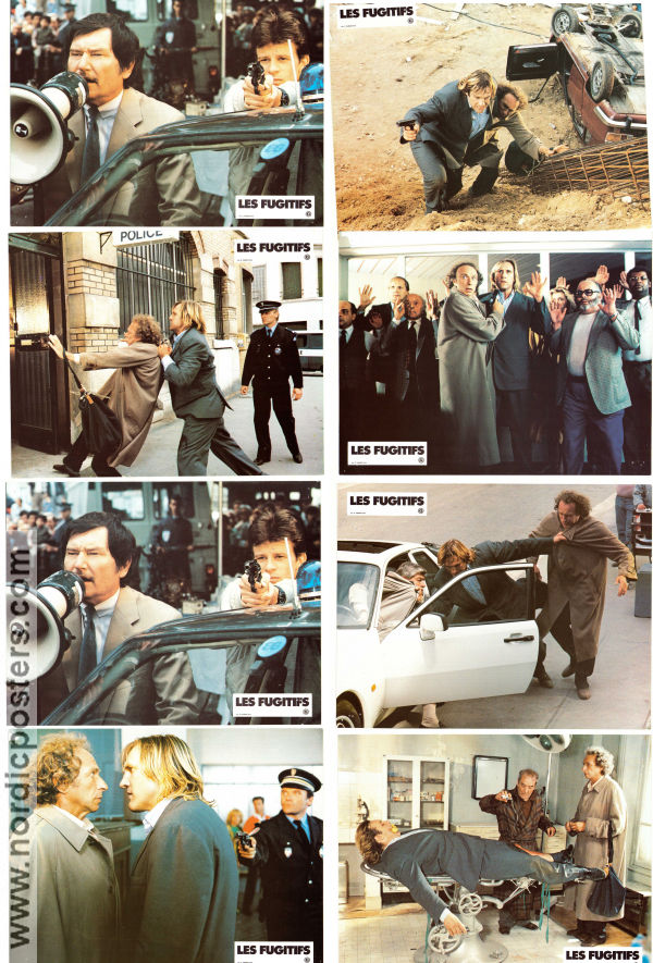 Les Fugitifs 1986 lobby card set Gerard Depardieu Pierre Richard Jean Carmet Francis Veber Police and thieves