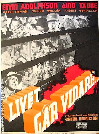 Livet går vidare 1941 movie poster Edvin Adolphson Aino Taube Hasse Ekman Anders Henrikson Find more: Large poster