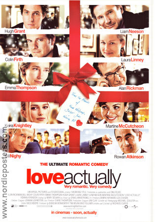 Love Actually 2003 movie poster Hugh Grant Colin Firth Martine McCutcheon Liam Neeson Rowan Atkinson Alan Rickman Keira Knightley Richard Curtis Romance