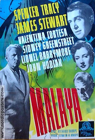 Malaya 1950 movie poster Spencer Tracy James Stewart