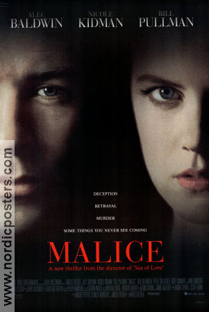 Malice 1993 movie poster Alec Baldwin Nicole Kidman Harold Becker