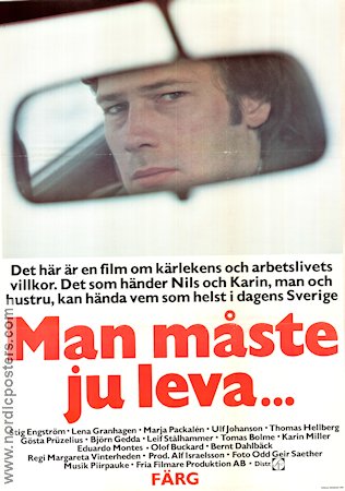 Man måste ju leva 1978 movie poster Stig Engström Margareta Vinterheden Cars and racing