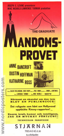 Mandomsprovet 1967 poster Dustin Hoffman Anne Bancroft Katharine Ross Mike Nichols Musik: Simon and Garfunkel