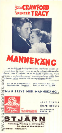 Mannekäng 1937 poster Joan Crawford Spencer Tracy Alan Curtis Frank Borzage