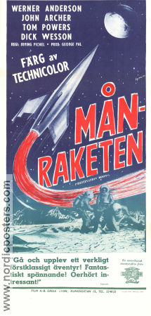 Månraketen 1950 poster John Archer Warner Anderson Tom Powers Irving Pichel Rymdskepp