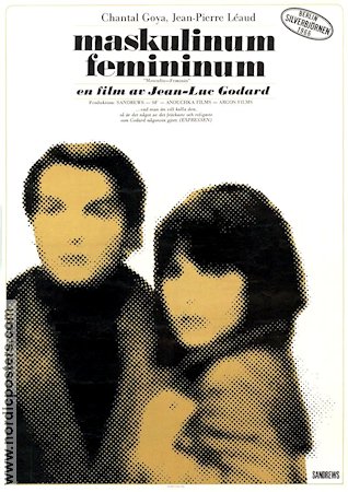Masculin féminin 1966 movie poster Chantal Goya Jean-Pierre Léaud Marlene Jobert Jean-Luc Godard Romance