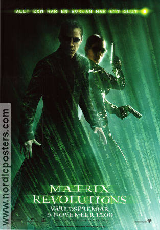 The Matrix Revolutions 2003 movie poster Keanu Reeves Carrie-Anne Moss Andy Wachowski