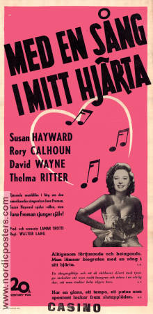 With a Song in My Heart 1952 movie poster Susan Hayward Rory Calhoun David Wayne Lamar Trotti
