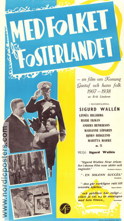 Med folket för fosterlandet 1938 poster Linnéa Hillberg Åke Johansson Hasse Ekman Sigurd Wallén Politik