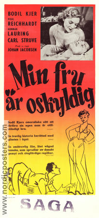 Min fru är oskyldig 1950 poster Poul Reichhardt Bodil Kjer Gunnar Lauring Danmark